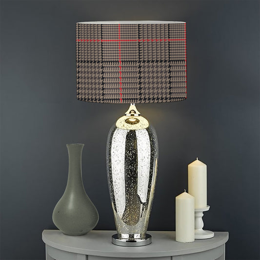 Brown Prince of Wales Check Print Drum Lamp Shade