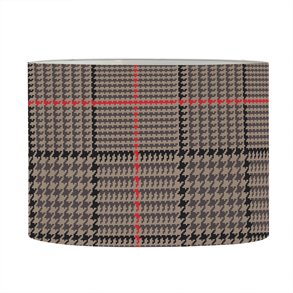 Brown Prince of Wales Check Print Drum Lamp Shade