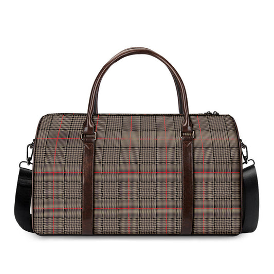 Brown Prince of Wales Check Print Duffle Bag