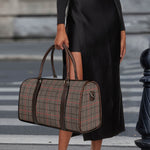 Brown Prince of Wales Check Print Duffle Bag