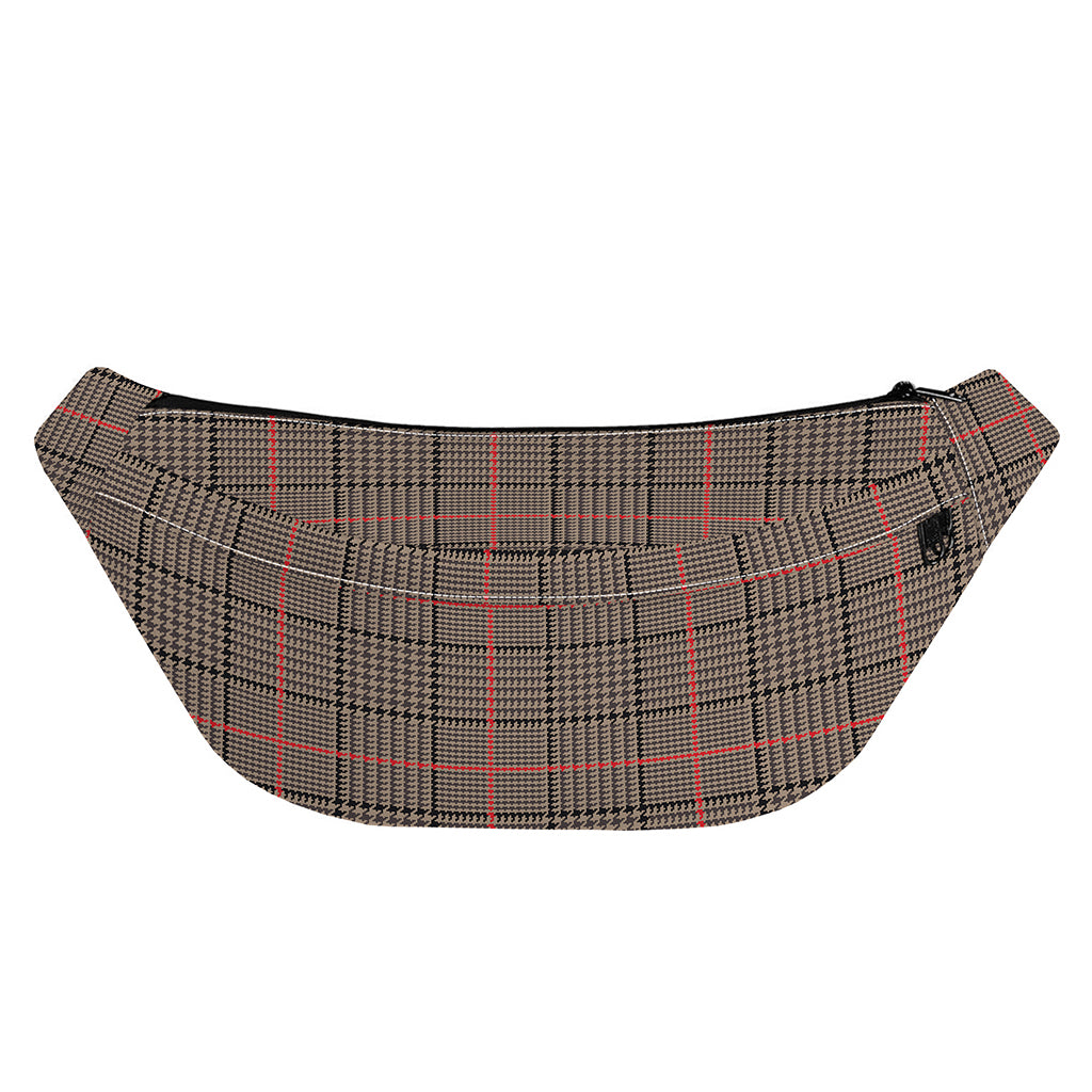 Brown Prince of Wales Check Print Fanny Pack