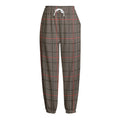 Brown Prince of Wales Check Print Fleece Lined Knit Pants