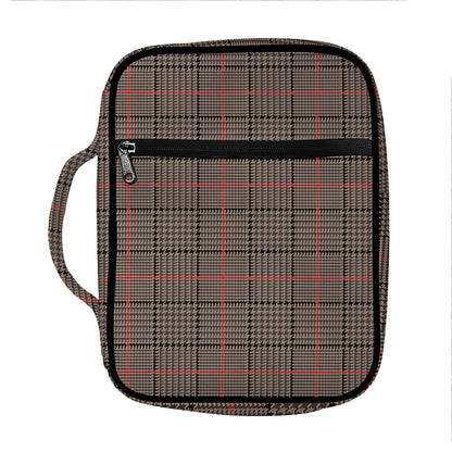 Brown Prince of Wales Check Print Front Pocket Bible Bag