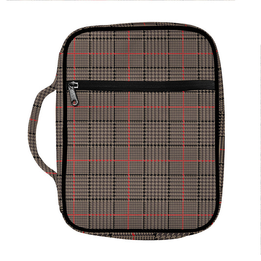 Brown Prince of Wales Check Print Front Pocket Bible Bag