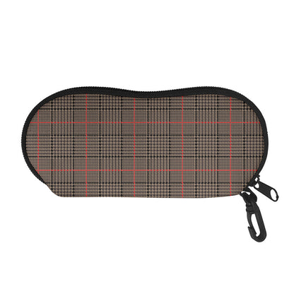 Brown Prince of Wales Check Print Glasses Case