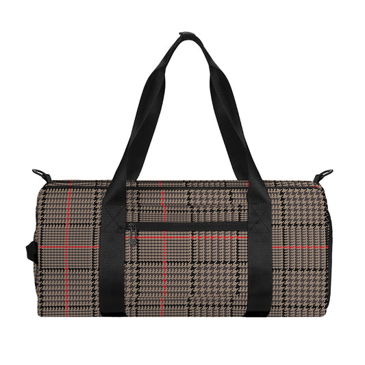 Brown Prince of Wales Check Print Gym Bag