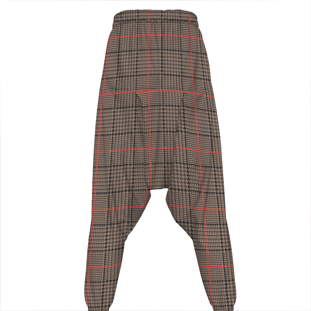 Brown Prince of Wales Check Print Hammer Pants