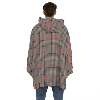Brown Prince of Wales Check Print Hoodie Blanket