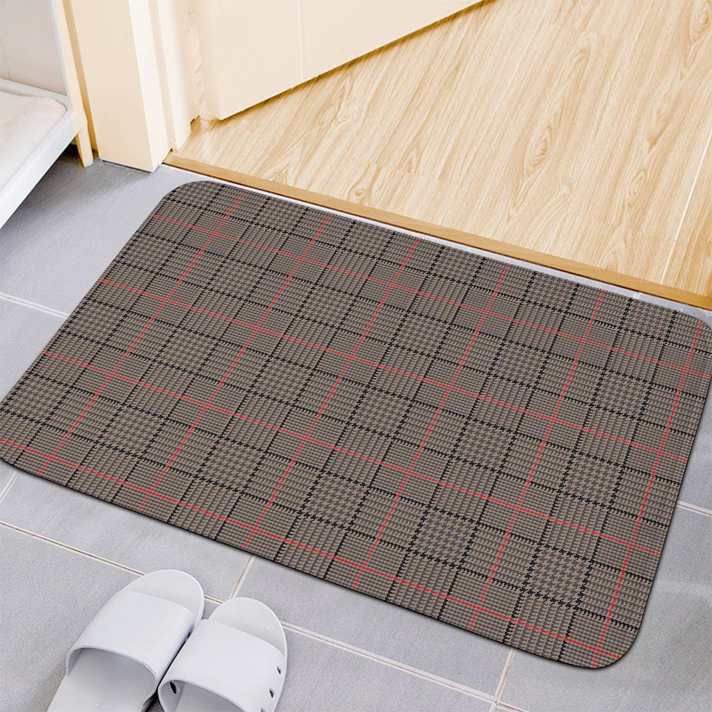 Brown Prince of Wales Check Print Indoor Door Mat