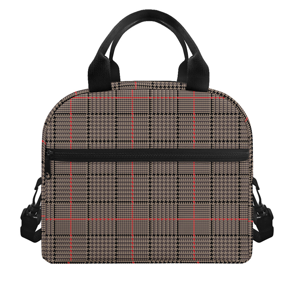 Brown Prince of Wales Check Print Insulated Lunch Bag