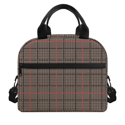 Brown Prince of Wales Check Print Insulated Lunch Bag