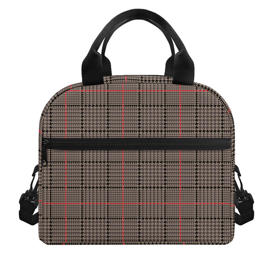 Brown Prince of Wales Check Print Insulated Lunch Bag