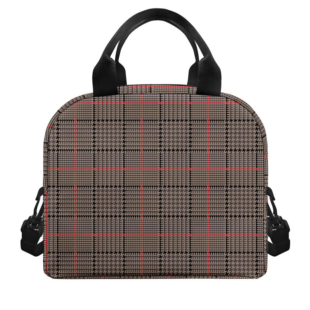 Brown Prince of Wales Check Print Insulated Lunch Bag