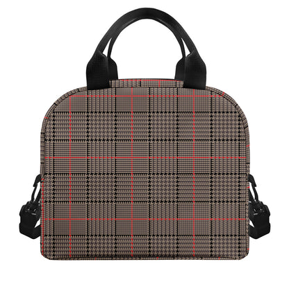 Brown Prince of Wales Check Print Insulated Lunch Bag