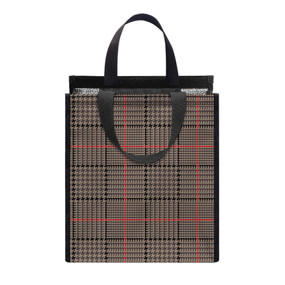 Brown Prince of Wales Check Print Insulated Lunch Tote
