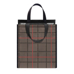 Brown Prince of Wales Check Print Insulated Lunch Tote
