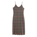 Brown Prince of Wales Check Print Jersey Midi Cami Dress