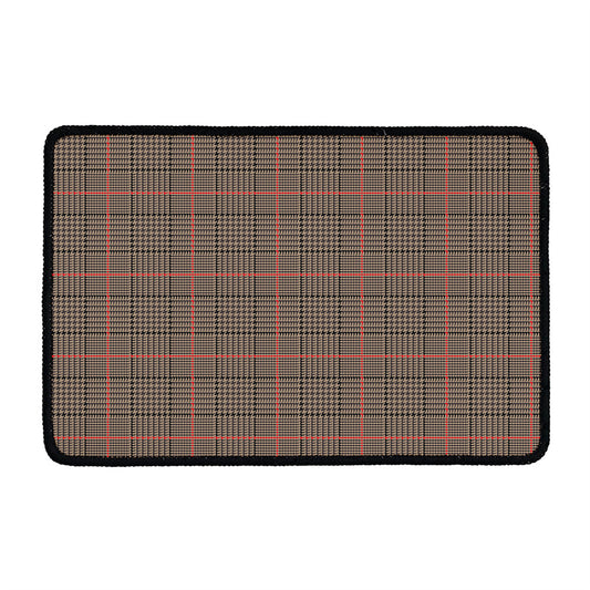 Brown Prince of Wales Check Print Kitchen Mat