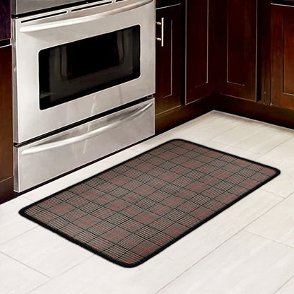 Brown Prince of Wales Check Print Kitchen Mat
