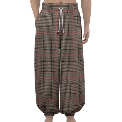 Brown Prince of Wales Check Print Lantern Pants