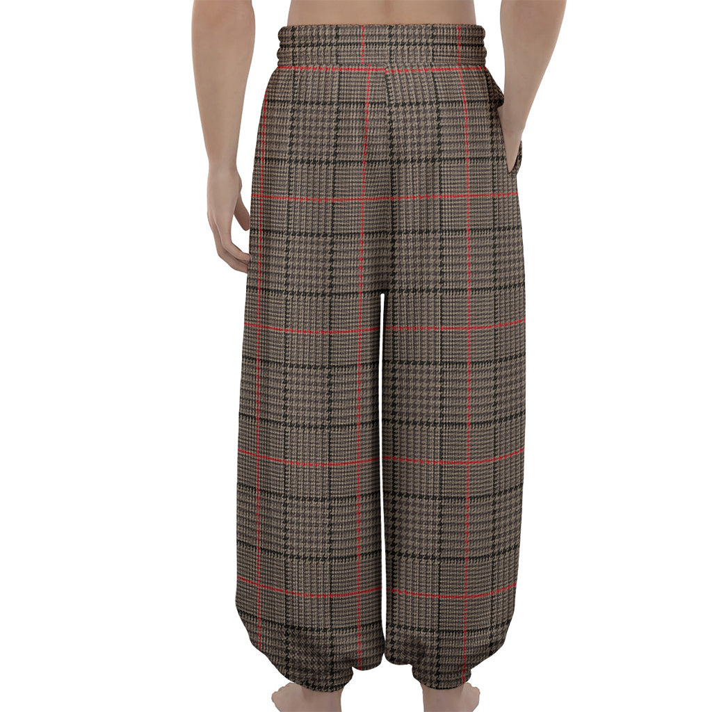 Brown Prince of Wales Check Print Lantern Pants