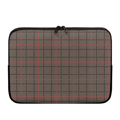 Brown Prince of Wales Check Print Laptop Sleeve