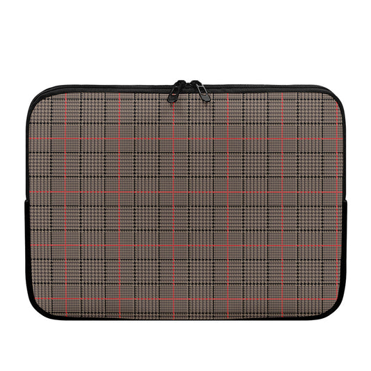 Brown Prince of Wales Check Print Laptop Sleeve