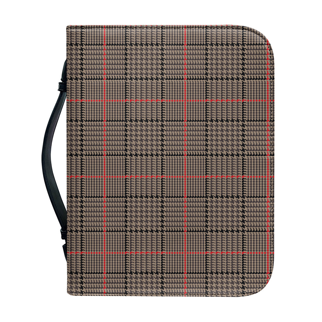Brown Prince of Wales Check Print Leather Bible Cover