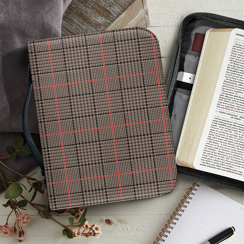 Brown Prince of Wales Check Print Leather Bible Cover