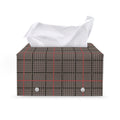 Brown Prince of Wales Check Print Leather Tissue Box Cover
