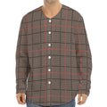 Brown Prince of Wales Check Print Long Sleeve Baseball Jersey