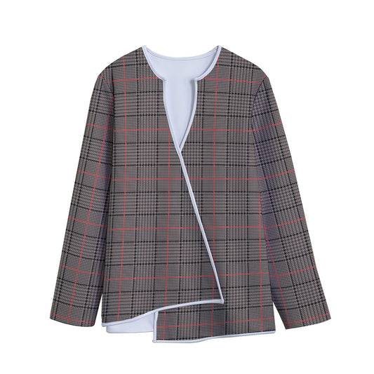 Brown Prince of Wales Check Print Long Sleeve Short Coat