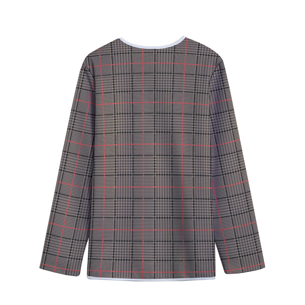 Brown Prince of Wales Check Print Long Sleeve Short Coat