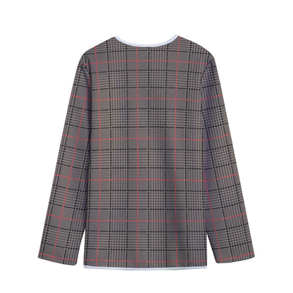 Brown Prince of Wales Check Print Long Sleeve Short Coat
