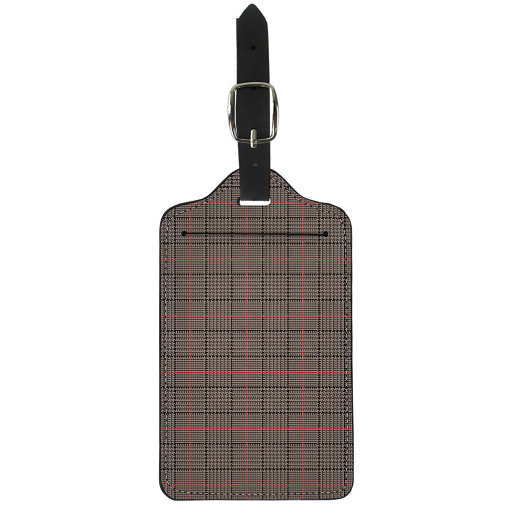Brown Prince of Wales Check Print Luggage Tag