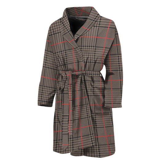 Brown Prince of Wales Check Print Men's Bathrobe