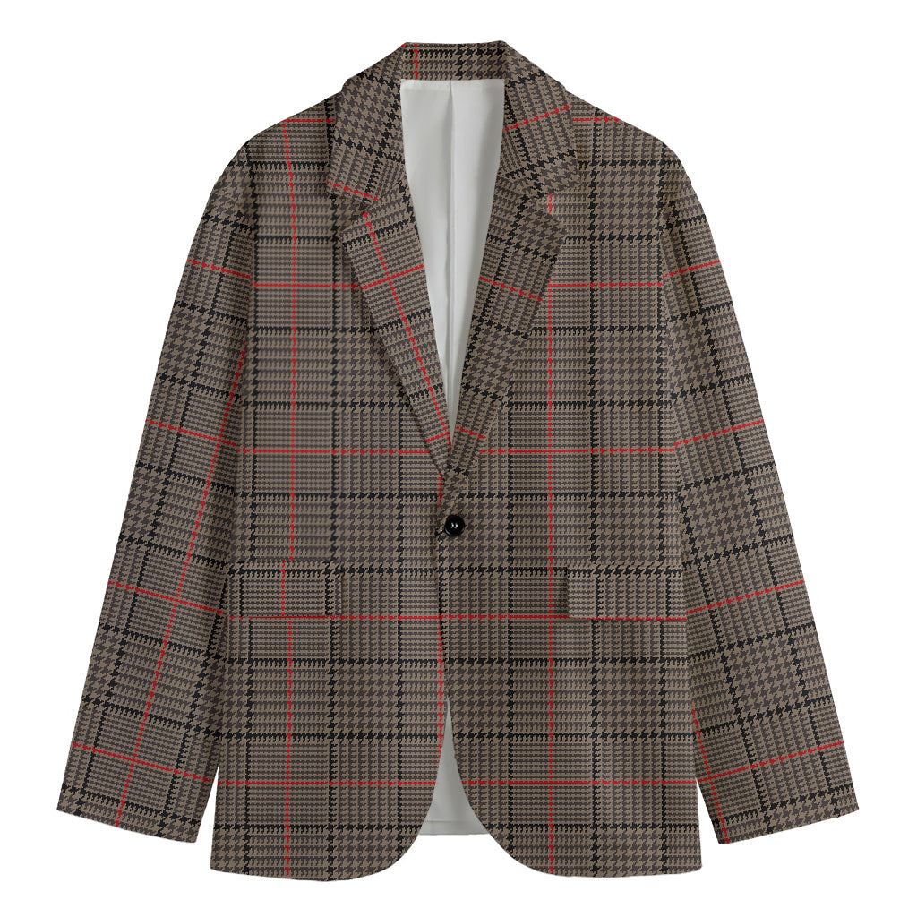 Brown Prince of Wales Check Print Men's Blazer