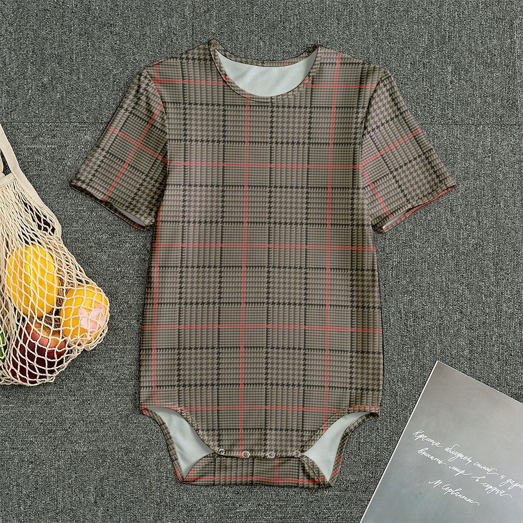 Brown Prince of Wales Check Print Men's Bodysuit