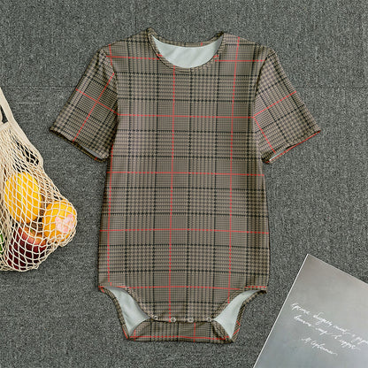 Brown Prince of Wales Check Print Men's Bodysuit
