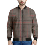Brown Prince of Wales Check Print Men's Bomber Jacket