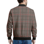 Brown Prince of Wales Check Print Men's Bomber Jacket