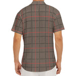 Brown Prince of Wales Check Print Men's Deep V-Neck Shirt