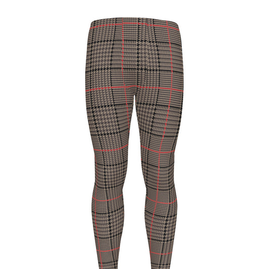 Brown Prince of Wales Check Print Men's leggings
