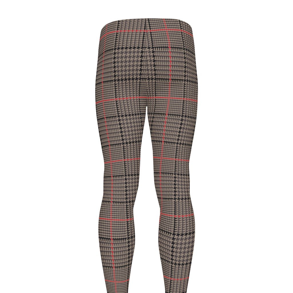 Brown Prince of Wales Check Print Men's leggings