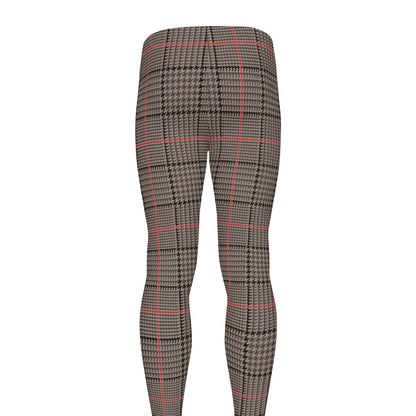 Brown Prince of Wales Check Print Men's leggings