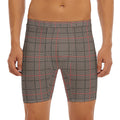 Brown Prince of Wales Check Print Men's Long Boxer Briefs