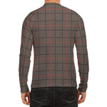 Brown Prince of Wales Check Print Men's Long Sleeve Rash Guard