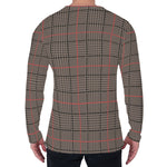Brown Prince of Wales Check Print Men's Long Sleeve T-Shirt