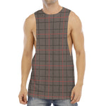 Brown Prince of Wales Check Print Men's Muscle Tank Top
