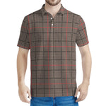 Brown Prince of Wales Check Print Men's Polo Shirt